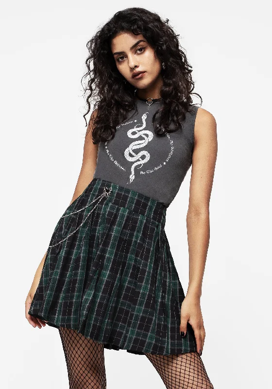Long skirts for yoga Cardio Check Cotton Pleated Mini Skirt