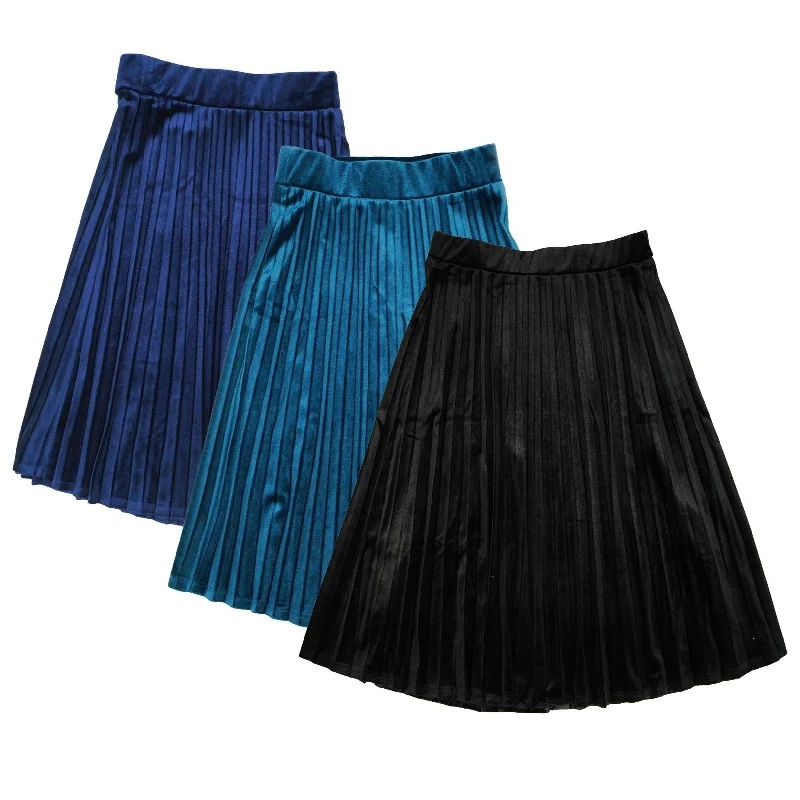 Pleated skirts for office wear Girls Velour Pleat Skirt
