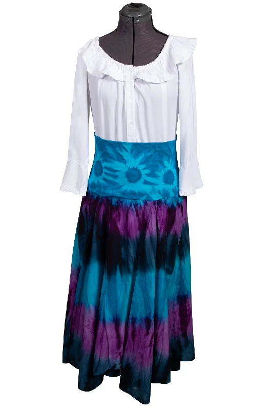 Skirts with a back vent Scully Womens Blue 100% Cotton Tie Dye Skirt