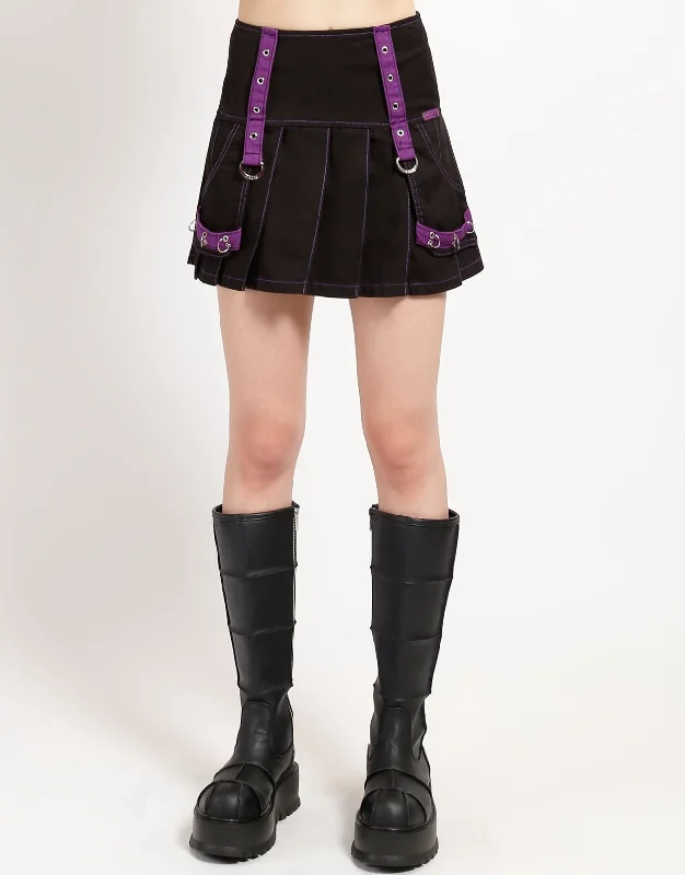 Sheer skirts for a sexy style MUTLI EYELET PLEATED SKIRT PURPLE