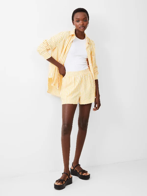 Skirts with a front zipper Stripe Shirting Shorts