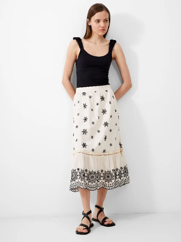 Tartan skirts for autumn Embroidered Felicity Midi Skirt