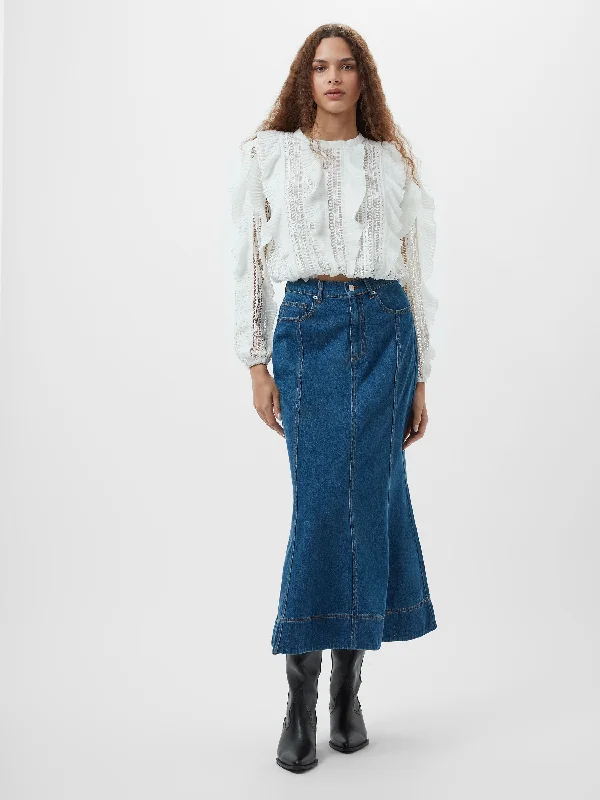 Skirts for dancing Denver Denim Flare Midi Skirt
