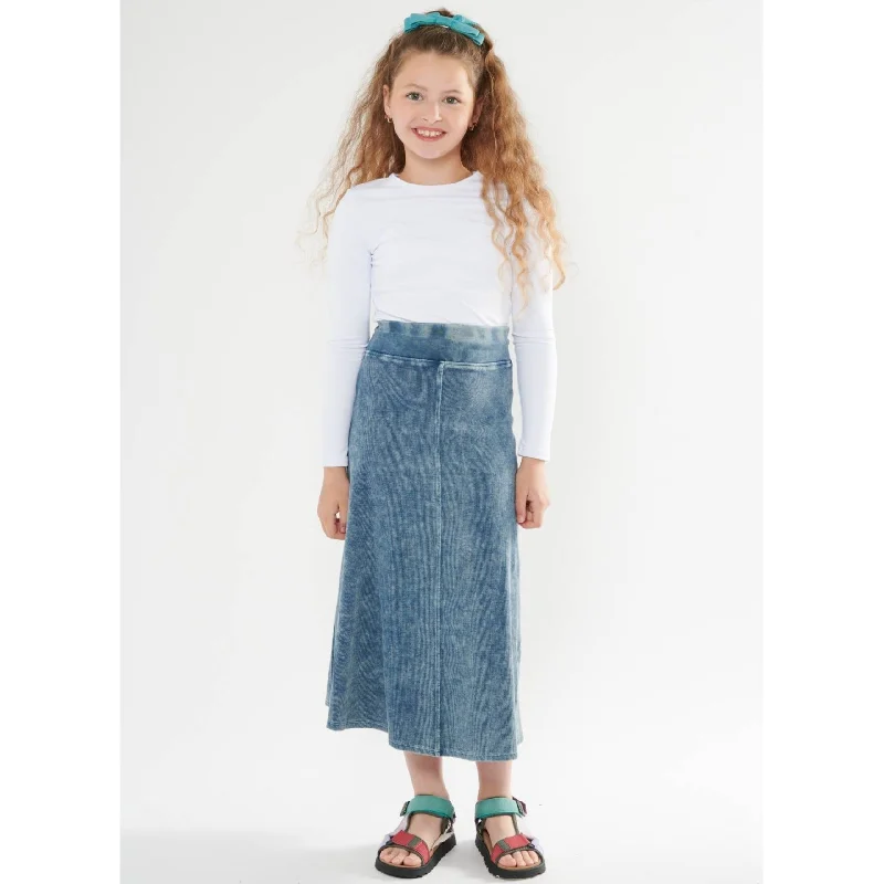 Denim skirts with distressed details Girls Ribbed Stonewash Maxi Skirt