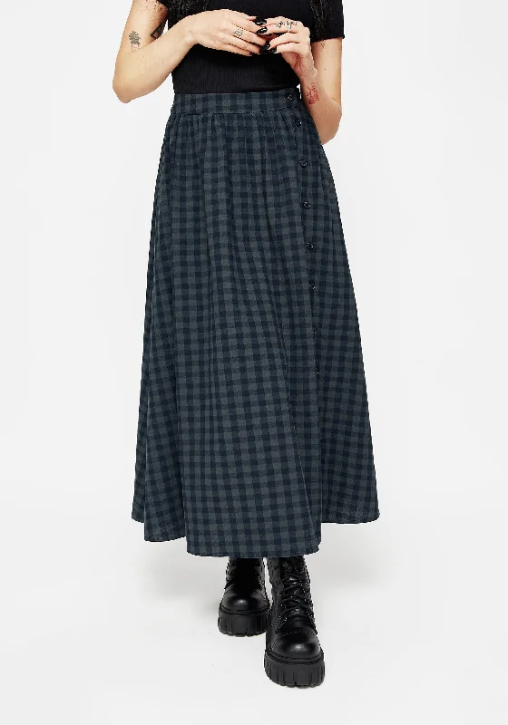 Cotton blend skirts for durability Jeannie Check Cotton Button Up Midaxi Skirt