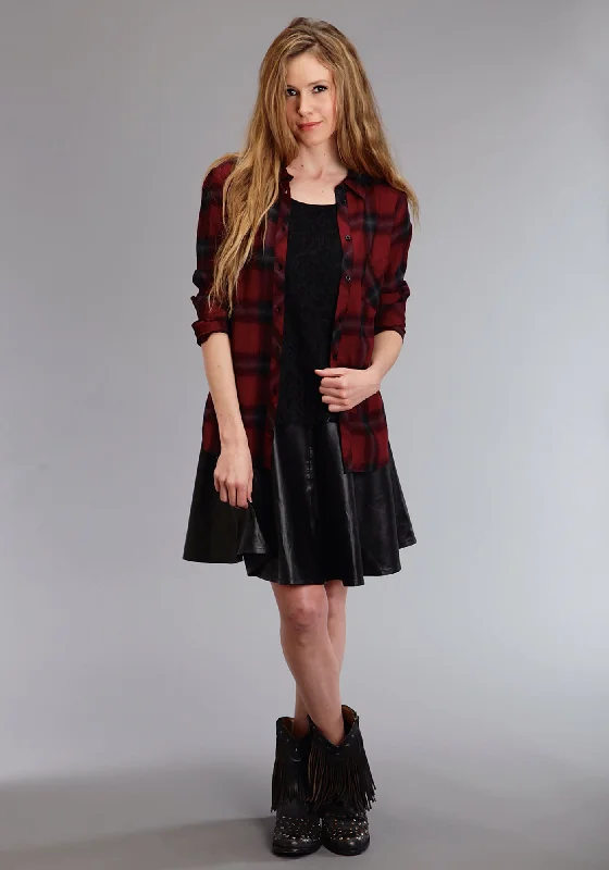 Skirts with a ruched design Stetson Womens Back Zip Circle Black Lamb Leather Skirt