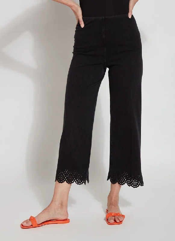 Embroidered Eyelet Wide Leg Crop