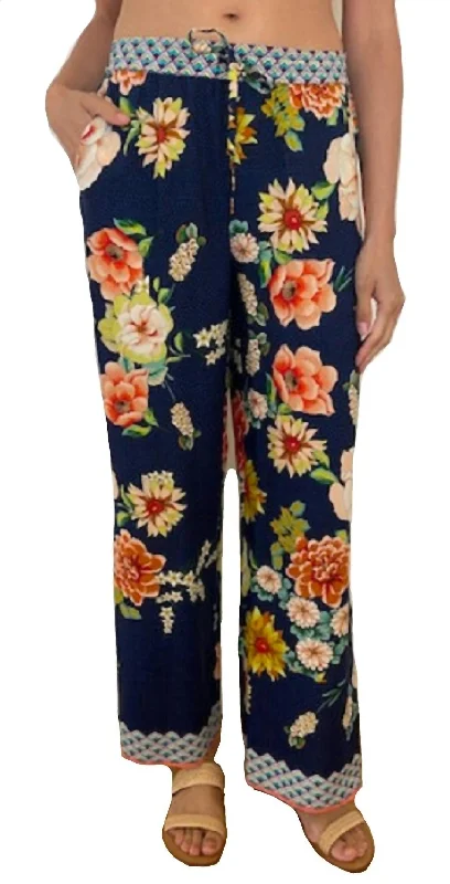 Floral Border Split Pant In Multi