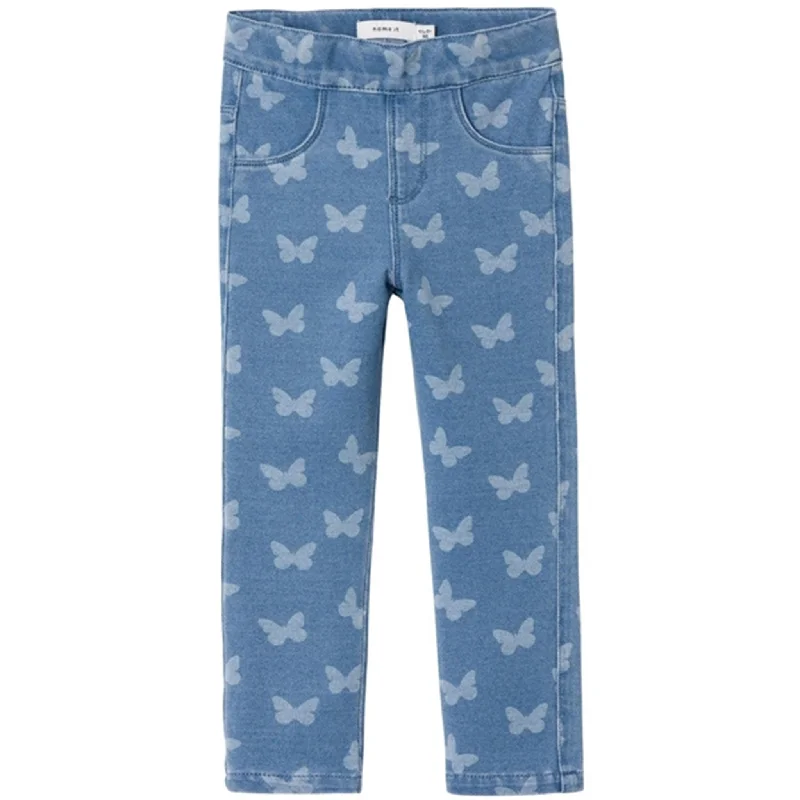 Plus Size Women's Printed Tight Trousers in Floral Patterns for a Spring - Inspired OutfitName it Medium Blue Denim Butterfly Salli Slim Denim Leggings Noos Plus Size Women's Printed Tight Trousers in Floral Patterns for a Spring - Inspired OutfitName it Medium Blue Denim Butterfly Salli Slim Denim Leggings Noos