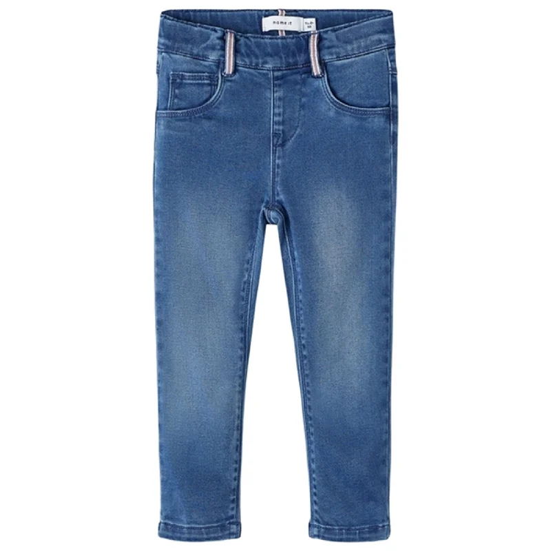 Women's Tight Trousers with Mesh Panels in Black for a Sexy and Modern AppearanceName it Medium Blue Denim Salli Slim Denim Legging Noos