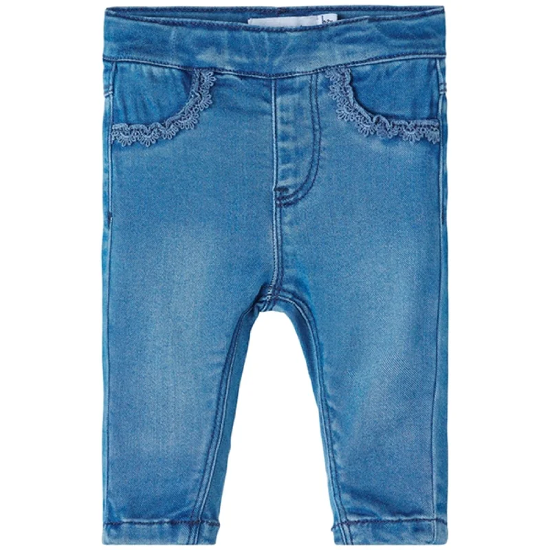 Plus Size Women's Embroidered Tight Trousers in White for a Feminine and Elegant StyleName it Medium Blue Denim Salli Slim Leggings Plus Size Women's Embroidered Tight Trousers in White for a Feminine and Elegant StyleName it Medium Blue Denim Salli Slim Leggings