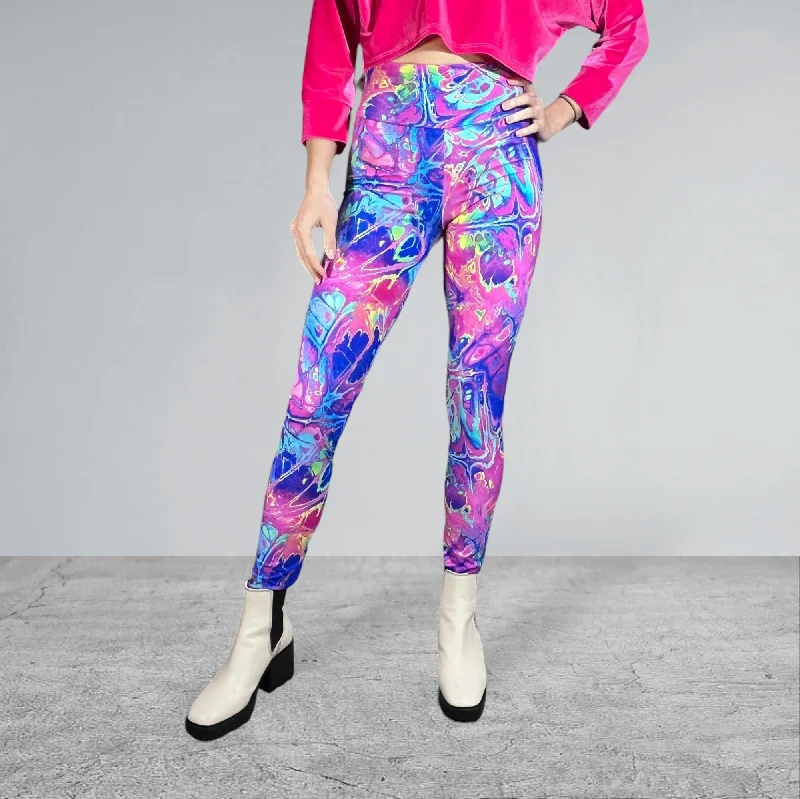 Rainbow Vapor High Waist Leggings Pants