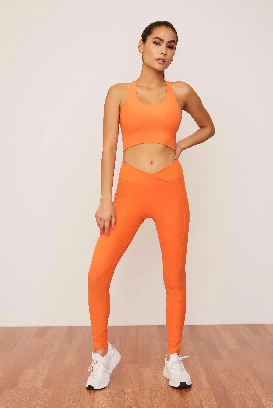 Tangerine Ruched Crossover Pocket Legging