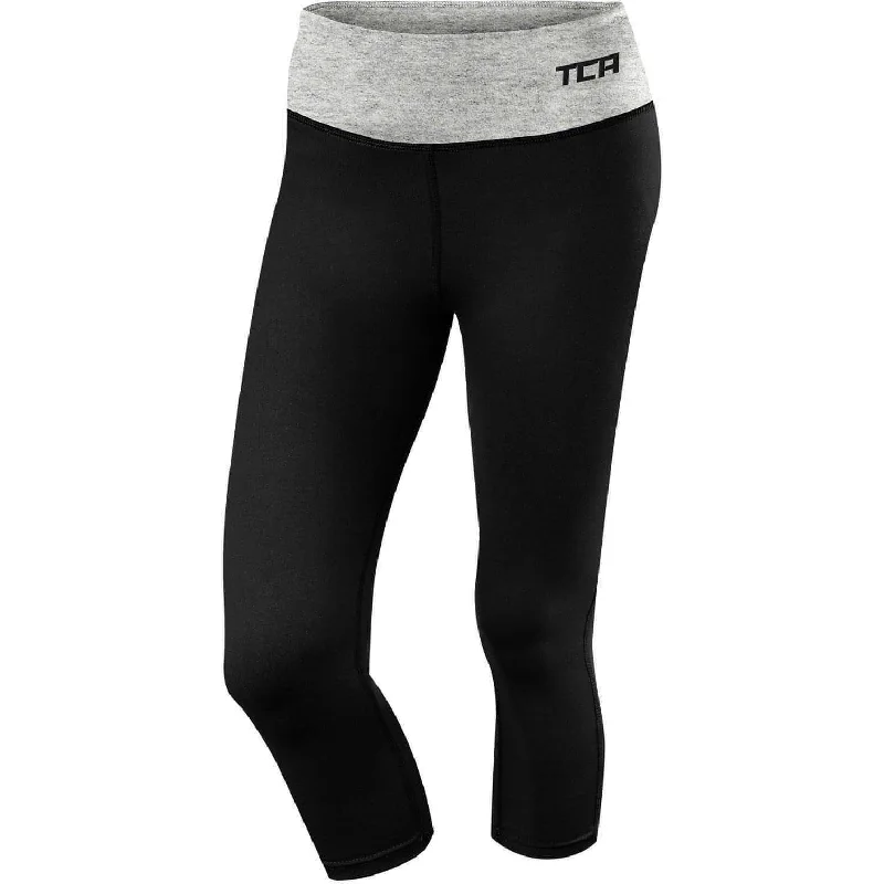 TCA Pro Performance Supreme Womens 3/4 Capri Running Tights - Black