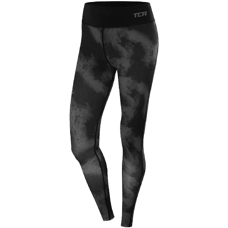 TCA Supreme Graphic Womens Long Running Tights - Black