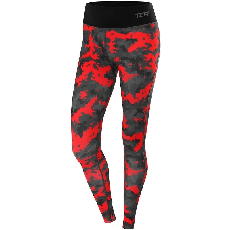 TCA Supreme Graphic Womens Long Running Tights - Red