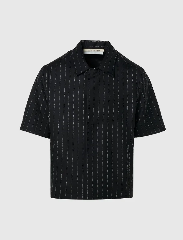 Puff Sleeve Women T Shirt for a Fashion - Forward LookPINSTRIPE SHORT SLEEVE SHIRT