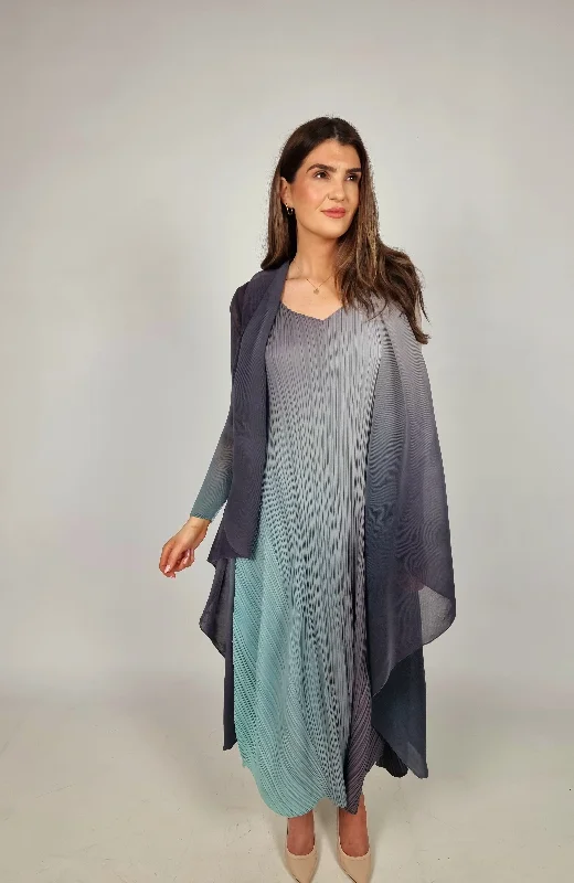 Alquema Long Estrella Dress And Collare Coat - Fog Dew