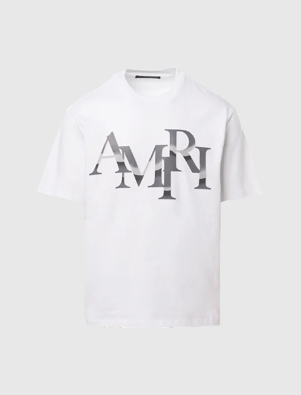 Crop Top Women T Shirt to Pair with High - Waisted BottomsSTAGGERED CHROME TEE