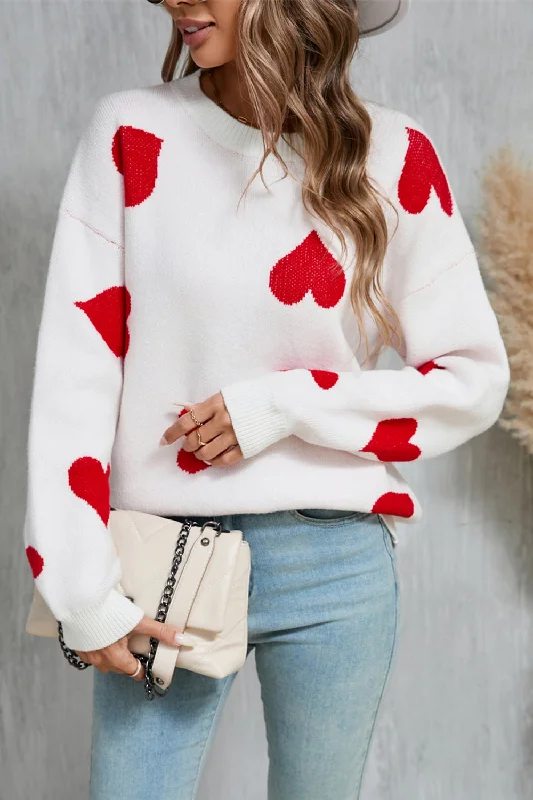 Bell - Sleeve Women's Mohair - Wool Blend SweatersAngel Wings Heart Round Neck Dropped Shoulder Sweater Bell - Sleeve Women's Mohair - Wool Blend SweatersAngel Wings Heart Round Neck Dropped Shoulder Sweater
