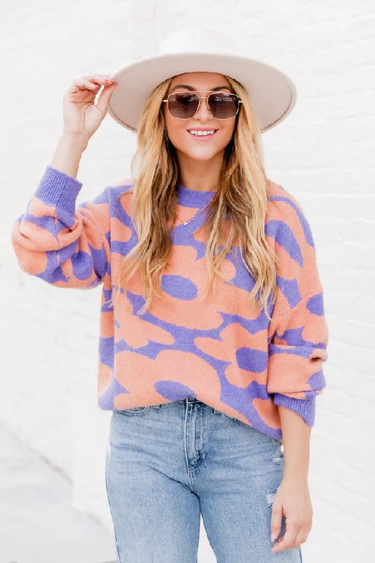 At My Best Purple And Orange Floral Sweater  FINAL SALE