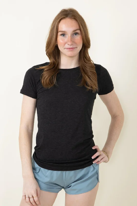 Basic Crewneck T-Shirt for Women in Black Heather | 3200-BLKHTHR