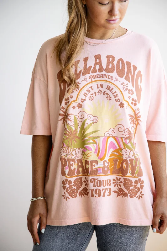 Billabong Peace and Love Oversized Graphic T-Shirt for Women in Peachy  | 24B353429-MEH0