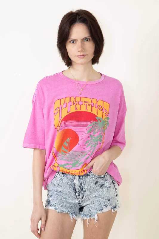 Billabong Sunrise To Sunset Graphic T-Shirt for Women in Paradise Pink | ABJZT01552-PDP