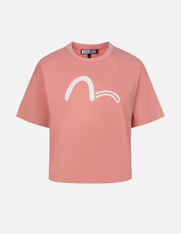 Moisture - Wicking Women T Shirt for Active LifestylesBrush Art Kamon Logo Printed Cropped T-shirt