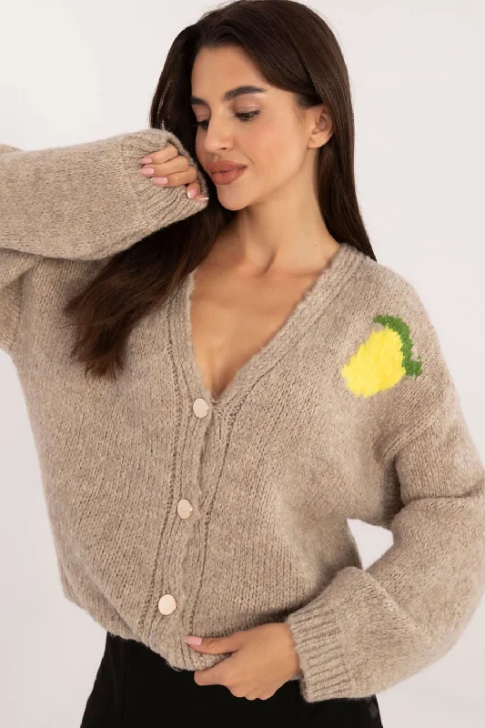 Italy Moda Limoncello Cardigan In Beige