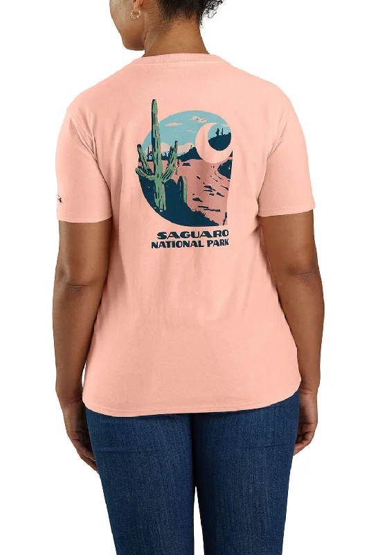 Sequined Women T Shirt for a Sparkly Night OutCarhartt Loose Fit Heavyweight Saguaro National Park T-Shirt for Women in Pink | 106585-Q74