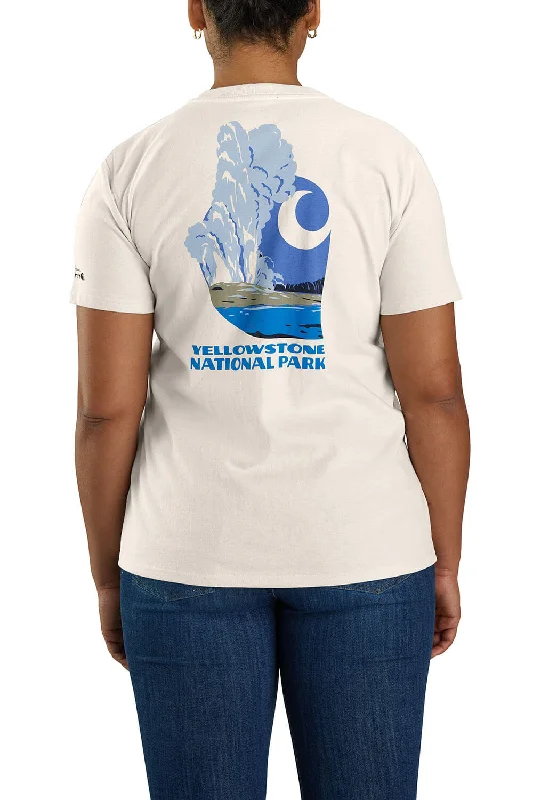 Long Sleeve Women T Shirt for Cooler WeatherCarhartt Loose Fit Heavyweight Yellowstone National Park T-Shirt for Women in Malt | 106586-W03