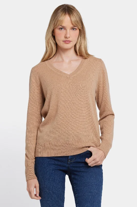 Cashmere Classic V-Neck Sweater - Tan