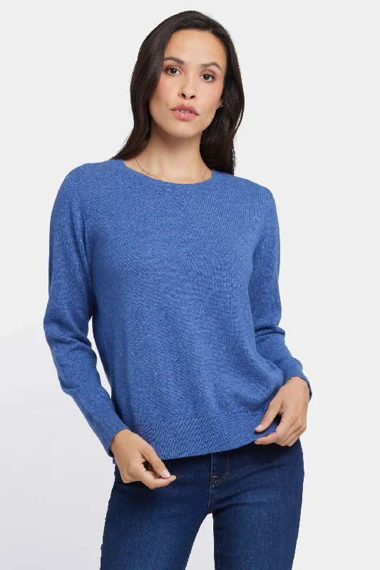 Button - Down Women's Shetland Wool Sweaters in Traditional PatternsCashmere Essential Crewneck Sweater - Heather Blue Button - Down Women's Shetland Wool Sweaters in Traditional PatternsCashmere Essential Crewneck Sweater - Heather Blue