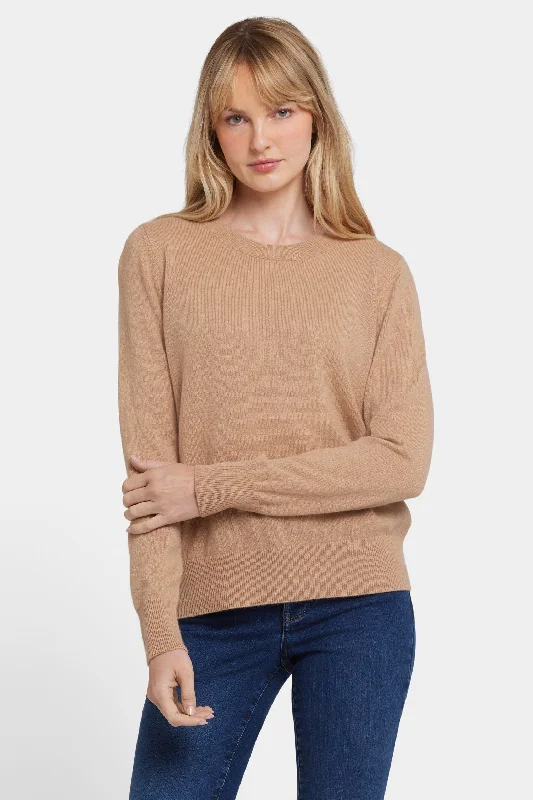 Plus Size Women's Oversized Chunky Knit SweatersCashmere Essential Crewneck Sweater - Tan Plus Size Women's Oversized Chunky Knit SweatersCashmere Essential Crewneck Sweater - Tan