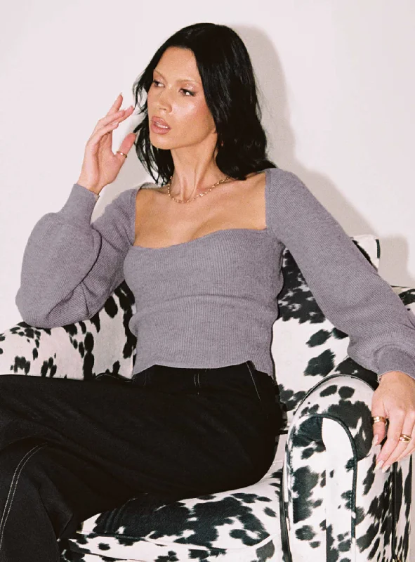 Mock Neck Women's Alpaca Wool Sweaters in Earth TonesEliza Sweater Grey