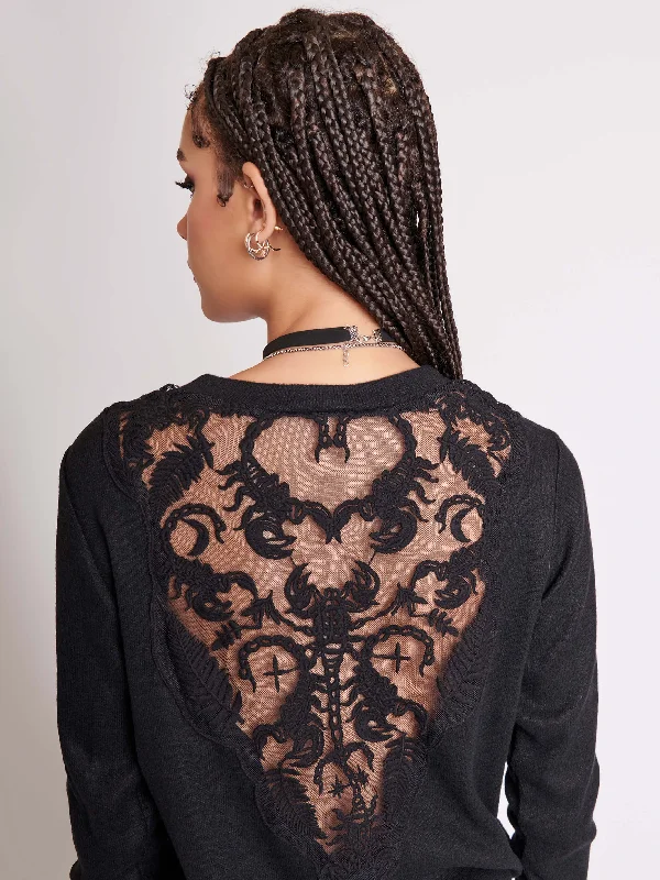 Women's Long Sleeve Turtleneck Cashmere SweatersEmbroidered Scorpion Sweater