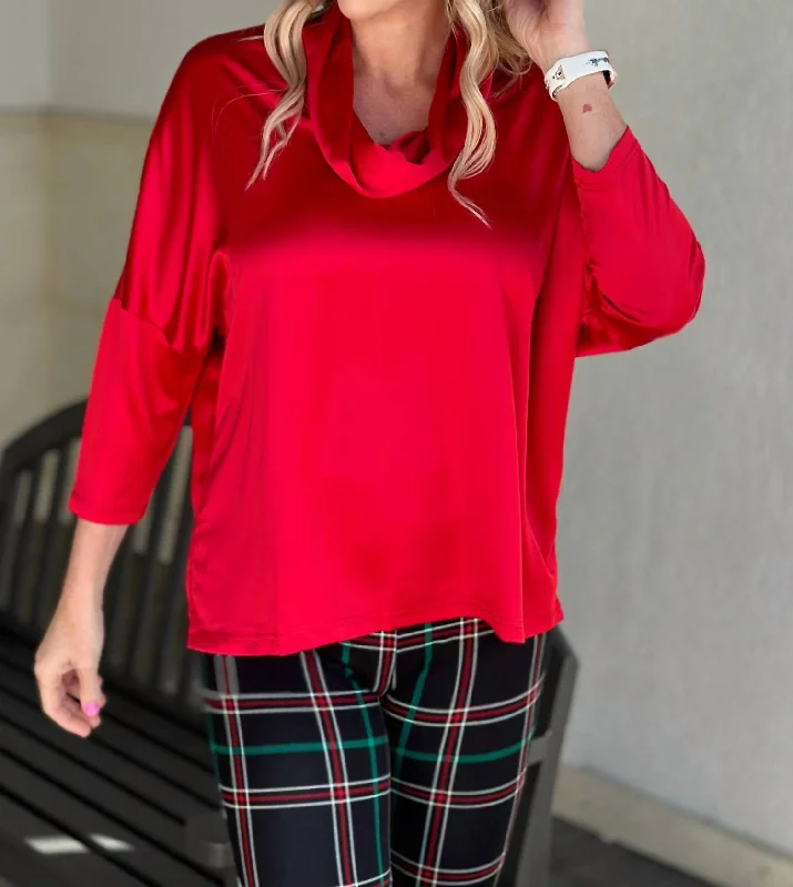 High - Low Hem Women's Cashmere - Blended SweatersEnjoy This Top In Red