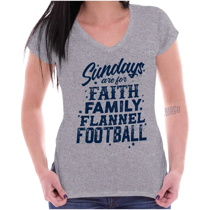 V - Neck Women T Shirt to Enhance the NecklineFaith Family Football Junior Fit V-Neck T Shirt