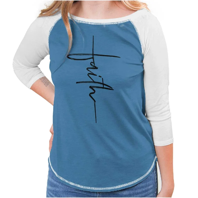 Sequined Women T Shirt for a Sparkly Night OutFaith Fashion Baseball Raglan T