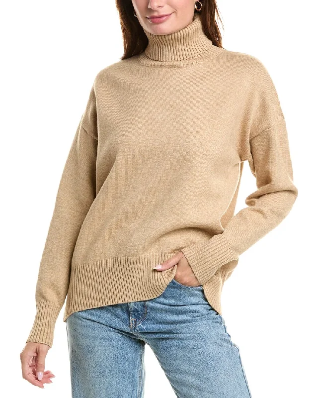 Plus Size Women's Belted Cable Knit SweatersFemme Society Turtleneck Sweater