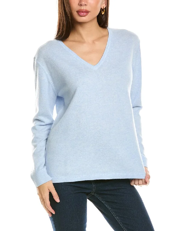 Mock Neck Women's Alpaca Wool Sweaters in Earth TonesForte Cashmere Coverstitch V-Neck Cashmere Sweater