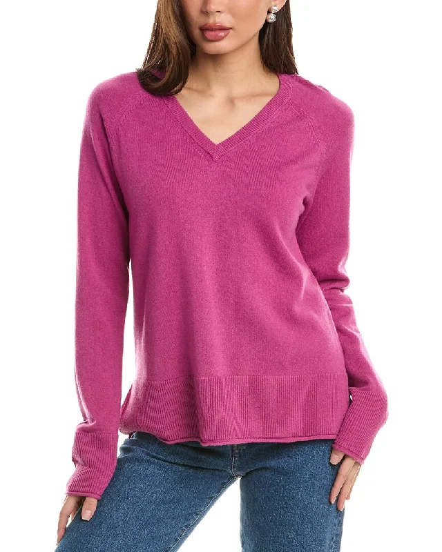 Forte Cashmere Raglan V-Neck Cashmere Sweater