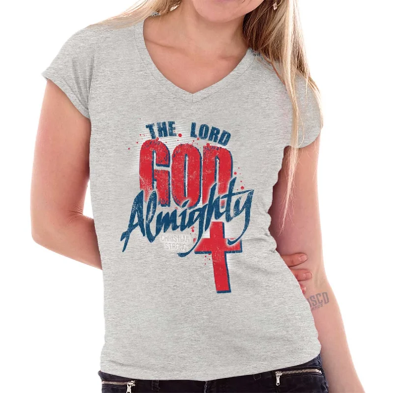 Striped Women T Shirt in a Classic PatternGod Almighty Junior Fit V-Neck T-Shirt