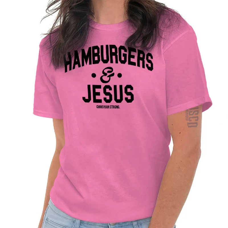 Floral Print Women T Shirt for a Feminine TouchHamburgers & Jesus T Shirt