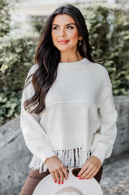 Haute Take Cream Fringe Sweater  FINAL SALE