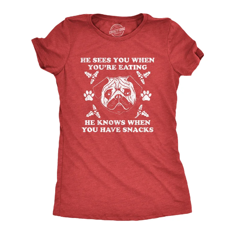 Graphic Print Women T Shirt for a Trendy StatementHe Sees You When You're Eating Women's T Shirt