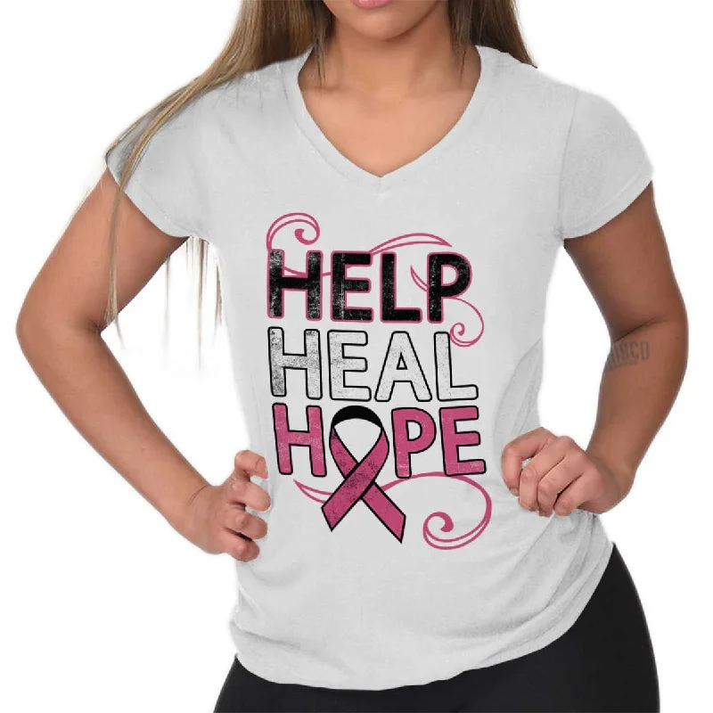 Striped Women T Shirt in a Classic PatternBreast Cancer Awareness Junior Fit V-Neck T Shirt