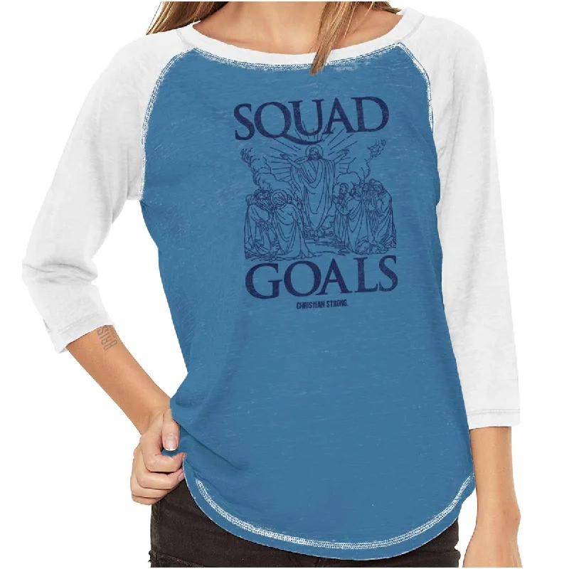 Sequined Women T Shirt for a Sparkly Night OutJesus Squad Goals Baseball Raglan T