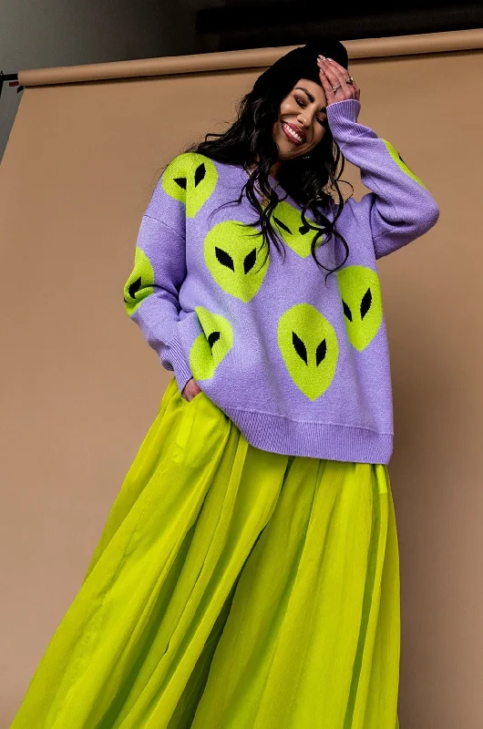 Too Cool For You Oversized Alien Knit in Lavender